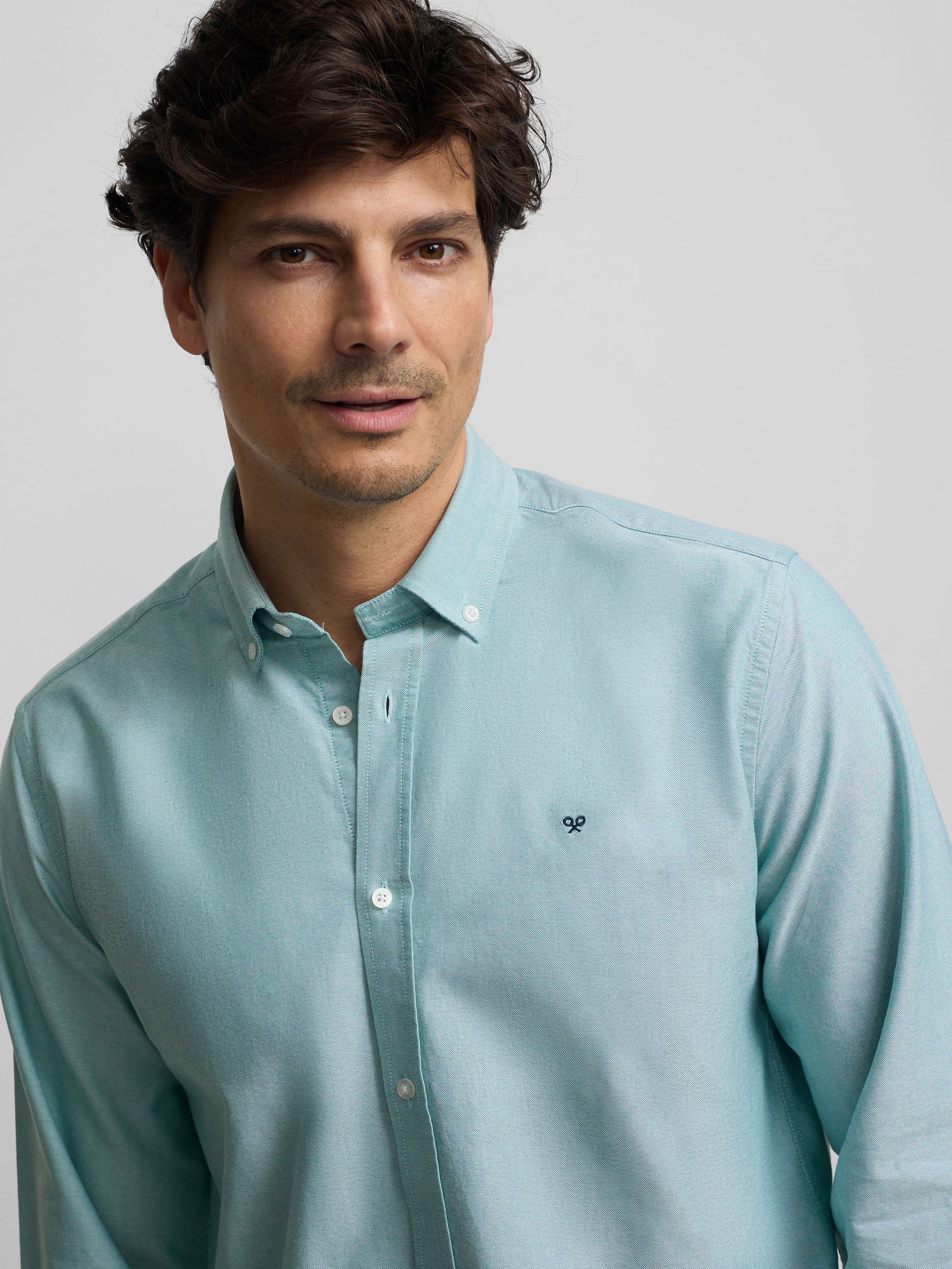 Camisa sport oxford verde médio