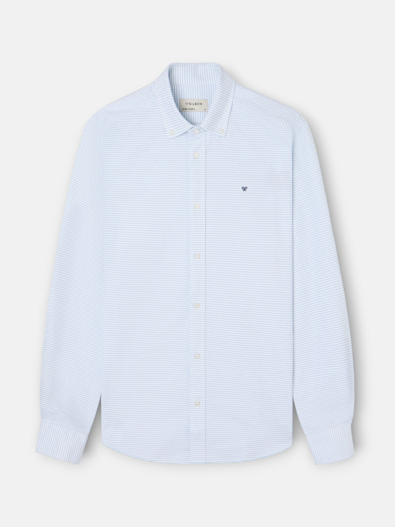 Camisa sport oxford riscas horizontais verdes