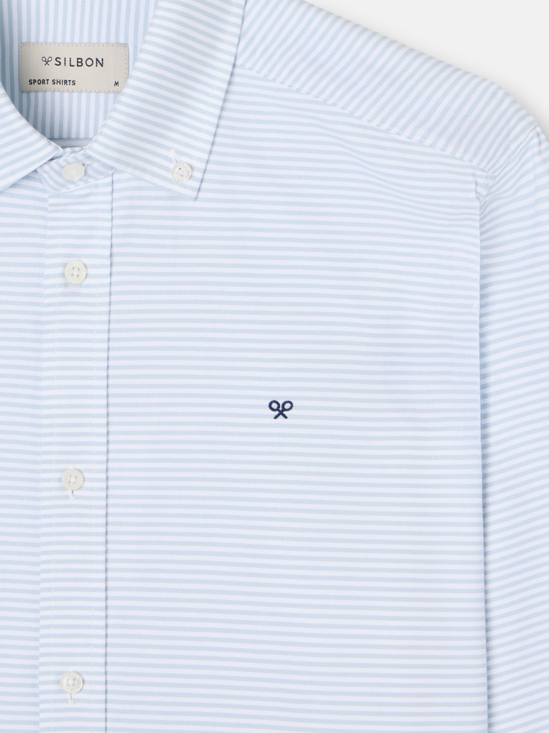 Camisa sport oxford riscas horizontais verdes