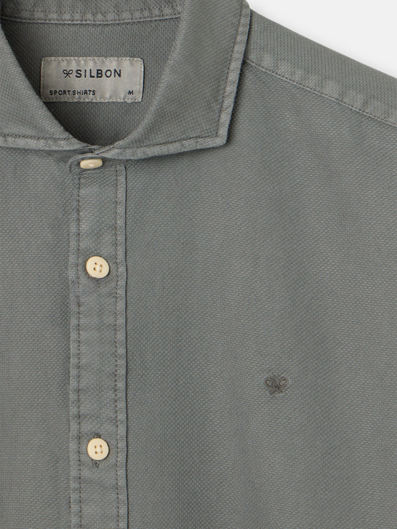 Camisa sport estructura logo verde oscuro