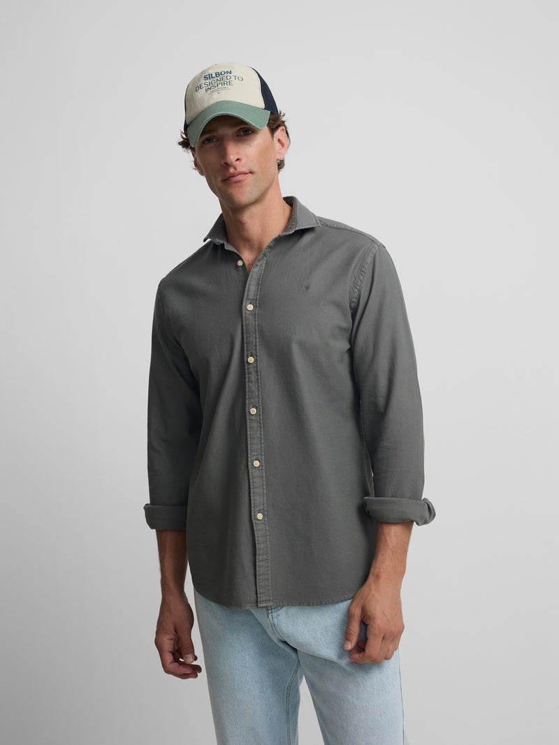 Camisa sport estructura logo verde oscuro