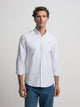 Camisa sport oxford risca média verde claro