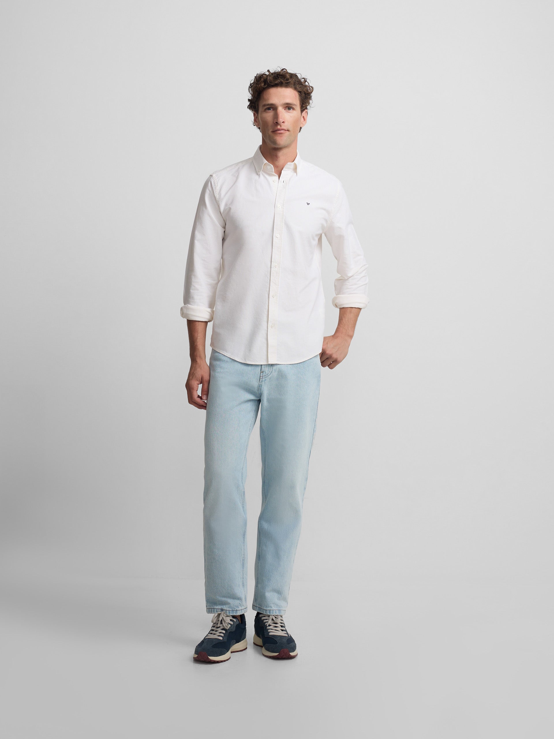 Chemise de sport Oxford à rayures jaunes