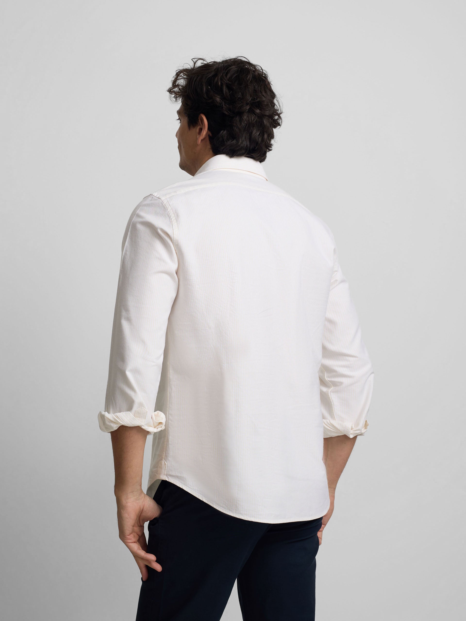 Polo desportivo oxford riscas amarelas