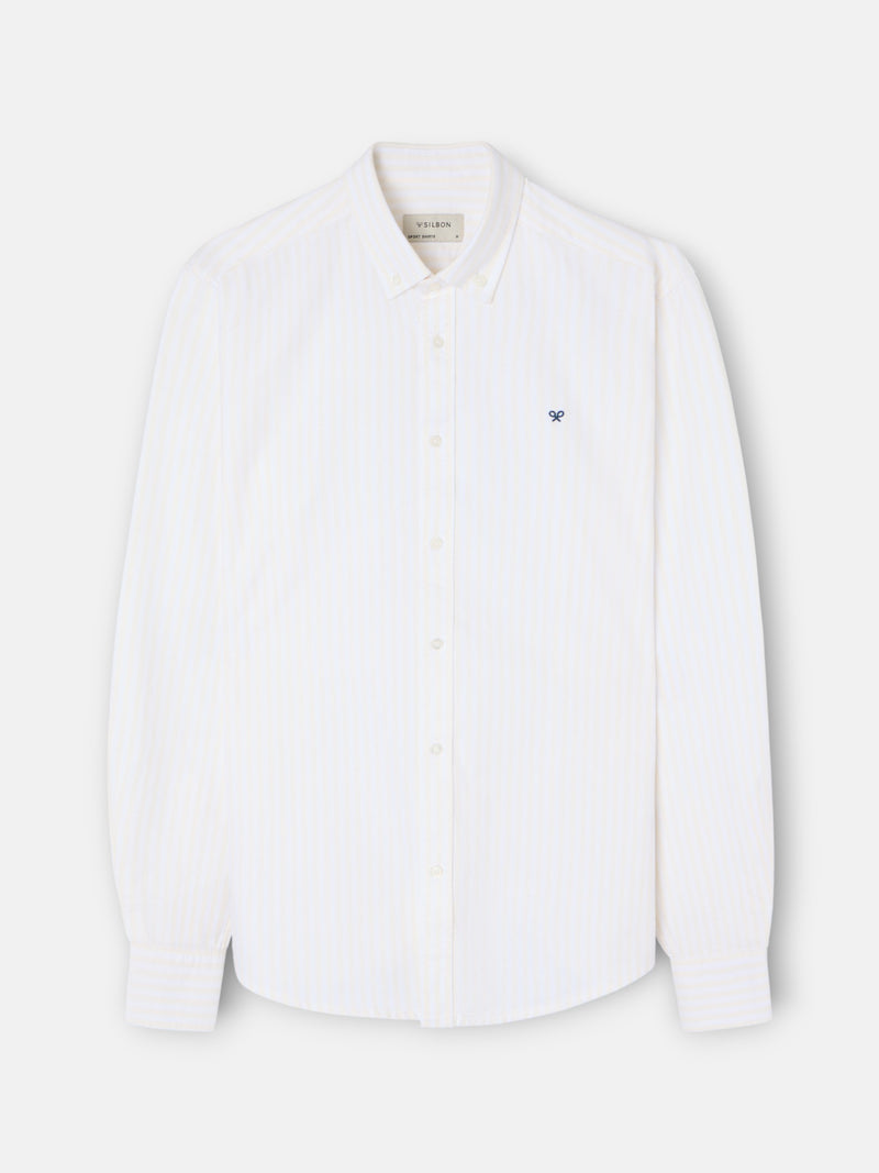 Camisa sport oxford risca média amarela