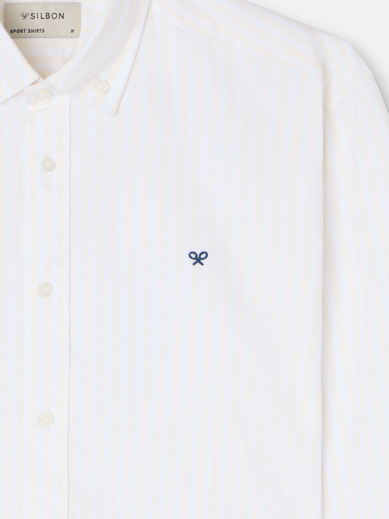 Camisa sport oxford risca média amarela