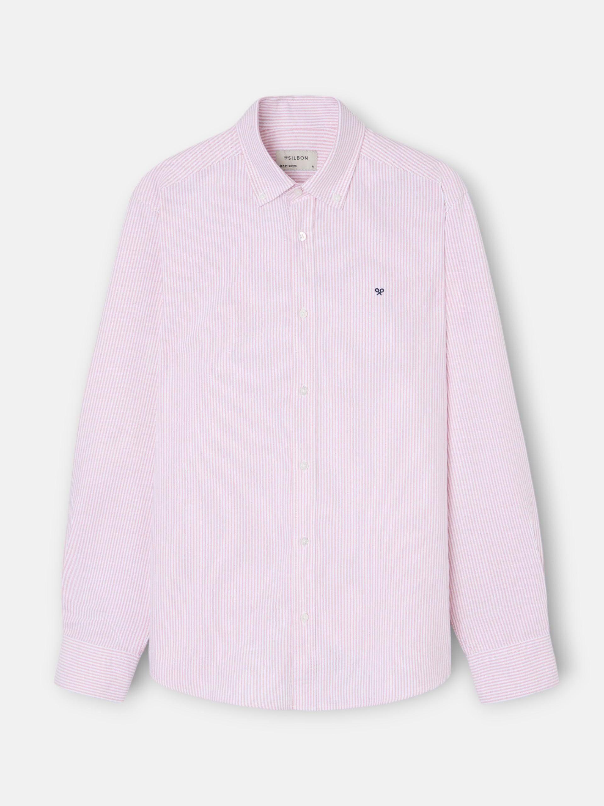 Chemise de sport Oxford à rayures corail