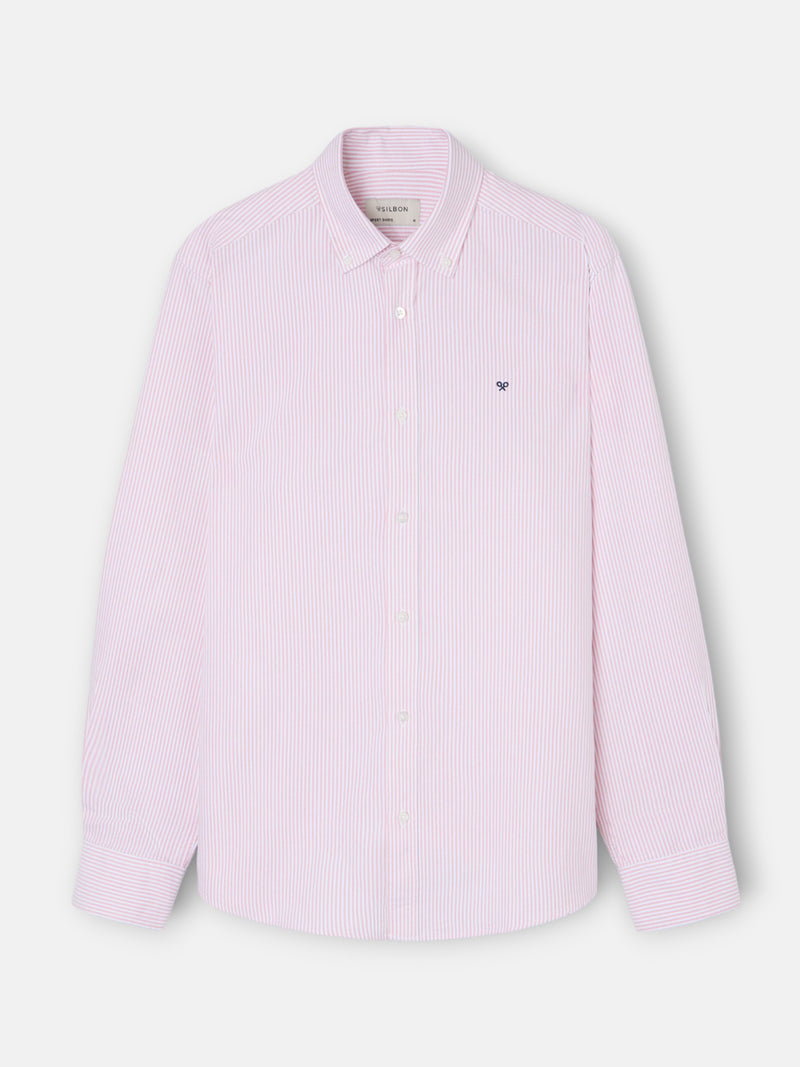 Chemise sport oxford à rayures corail