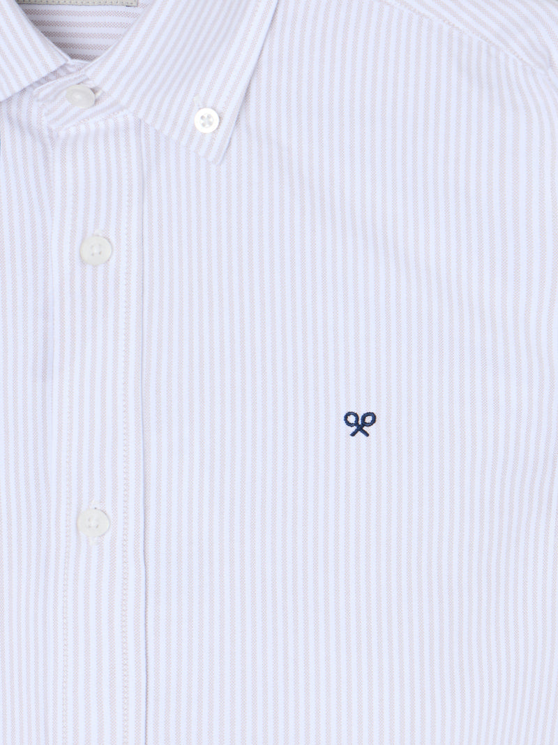 Camisa sport oxford rayas beige