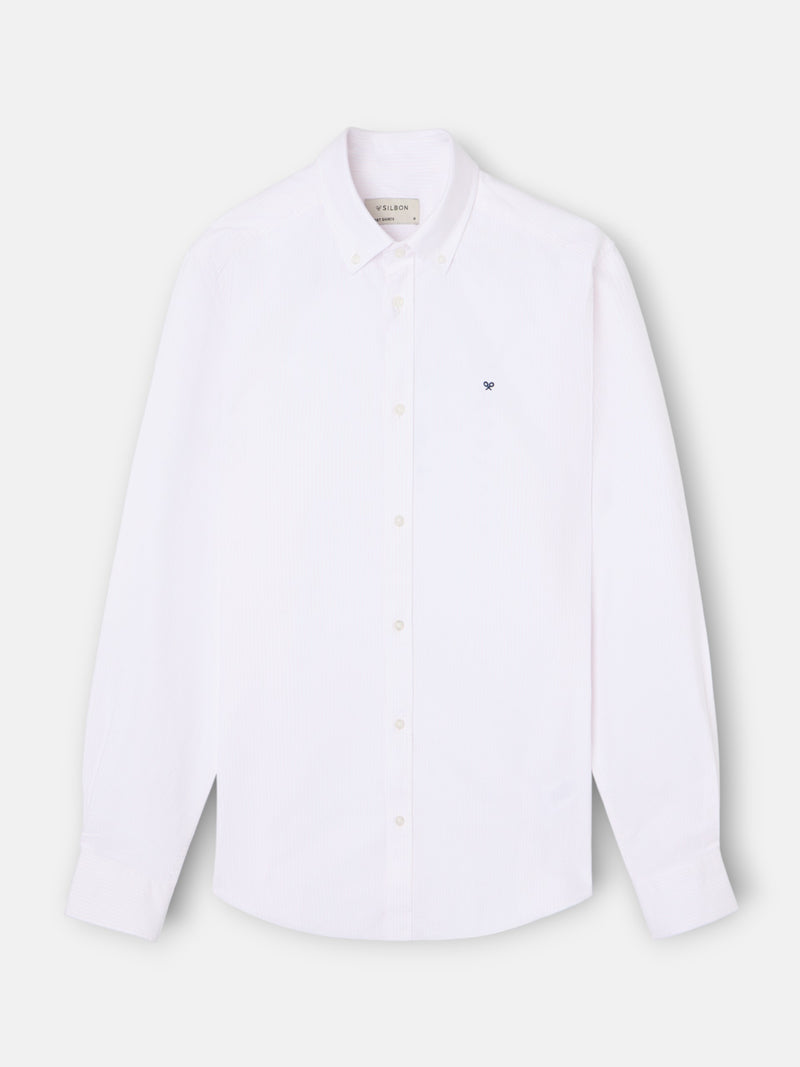 Chemise sport oxford à rayures roses
