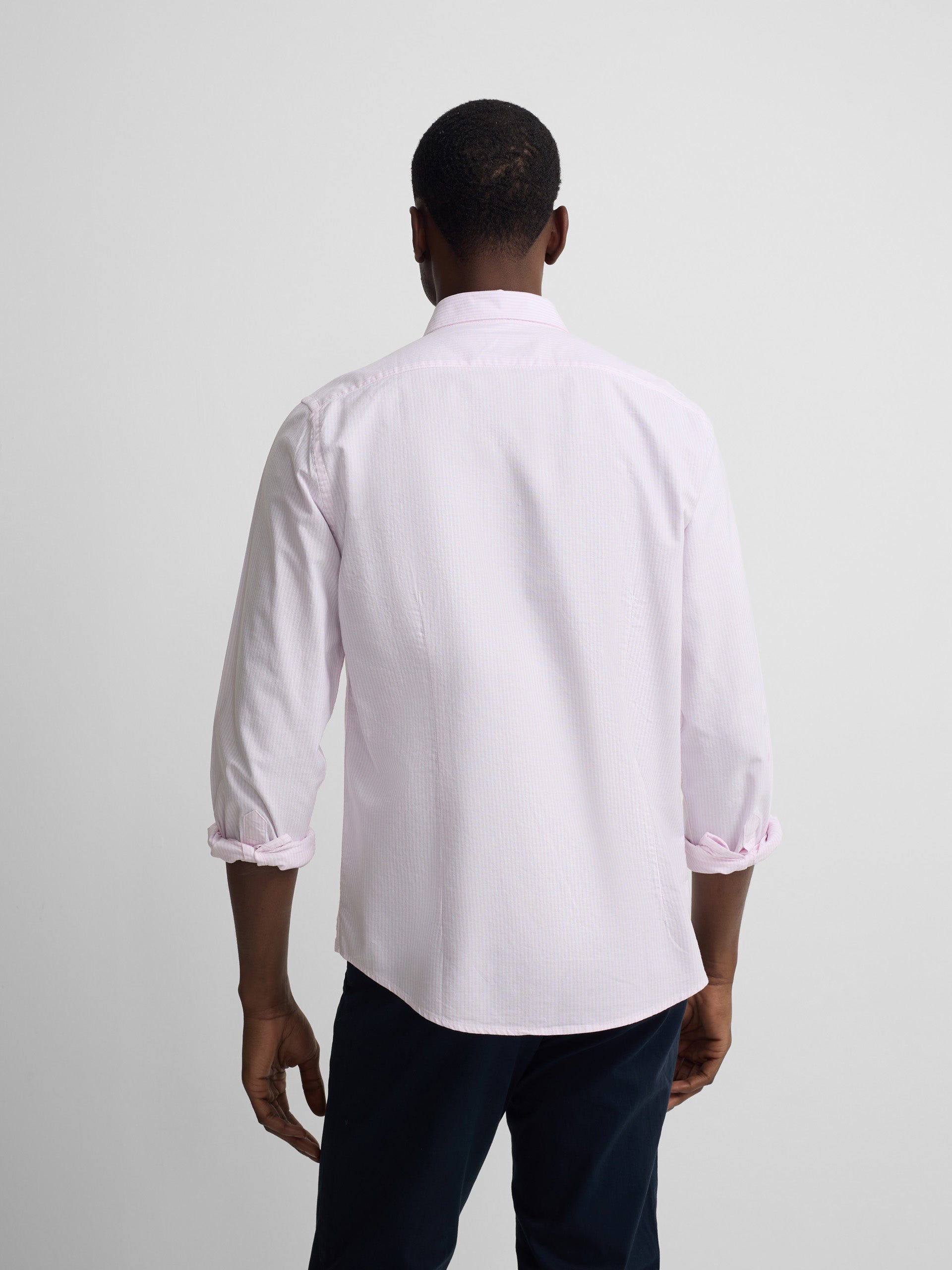 chemise sport Oxford à rayures roses