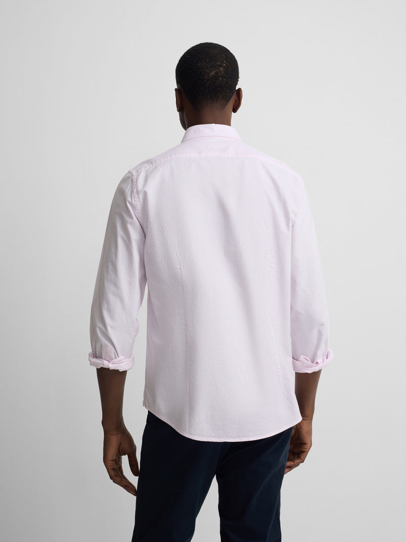 Chemise sport oxford à rayures roses
