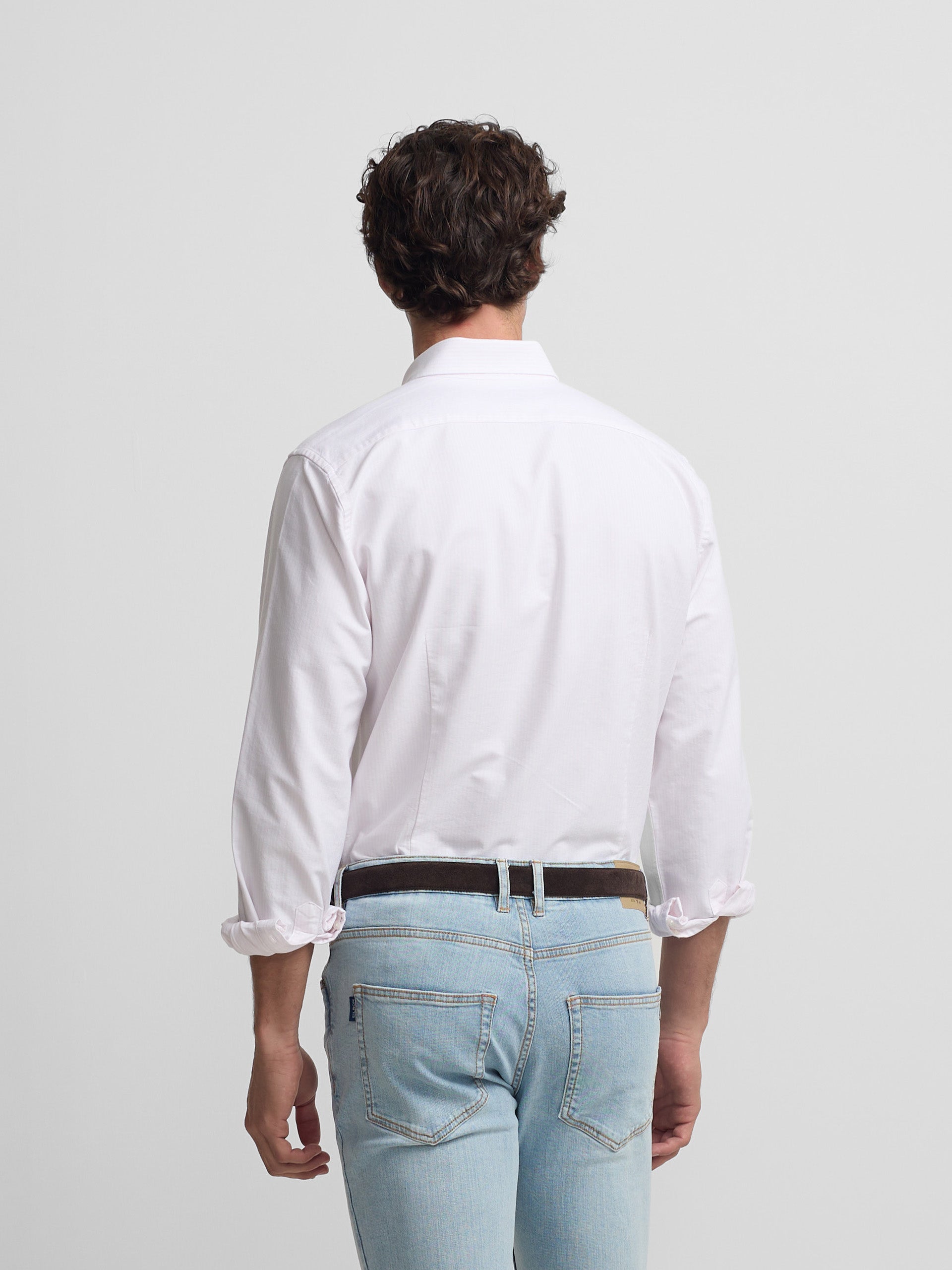 pink striped oxford sport shirt