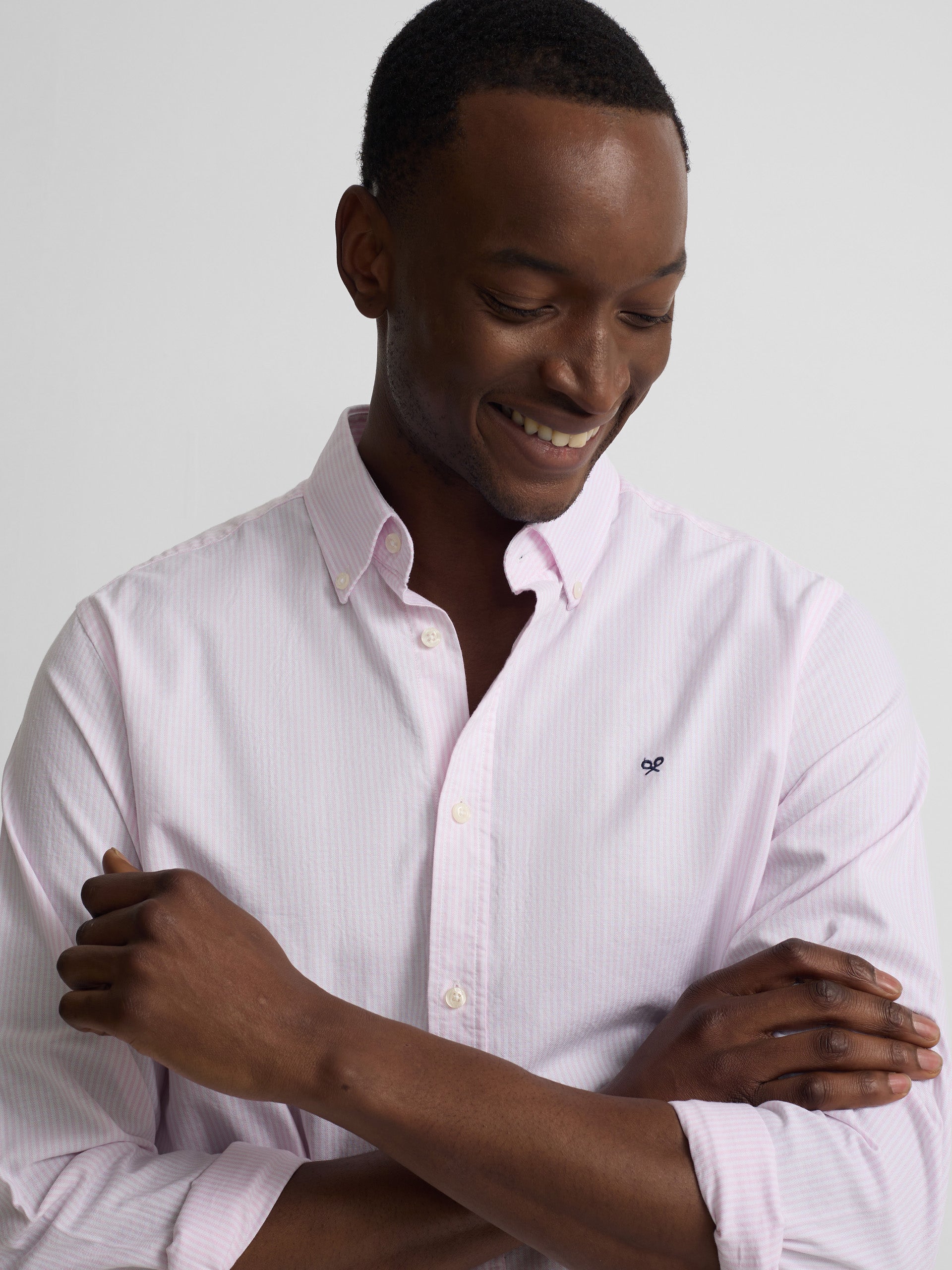 chemise sport Oxford à rayures roses