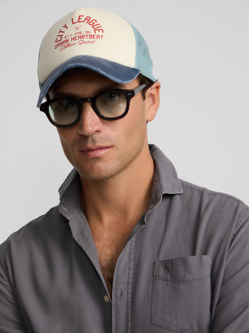 Camisa sport bolsillo desgastada gris