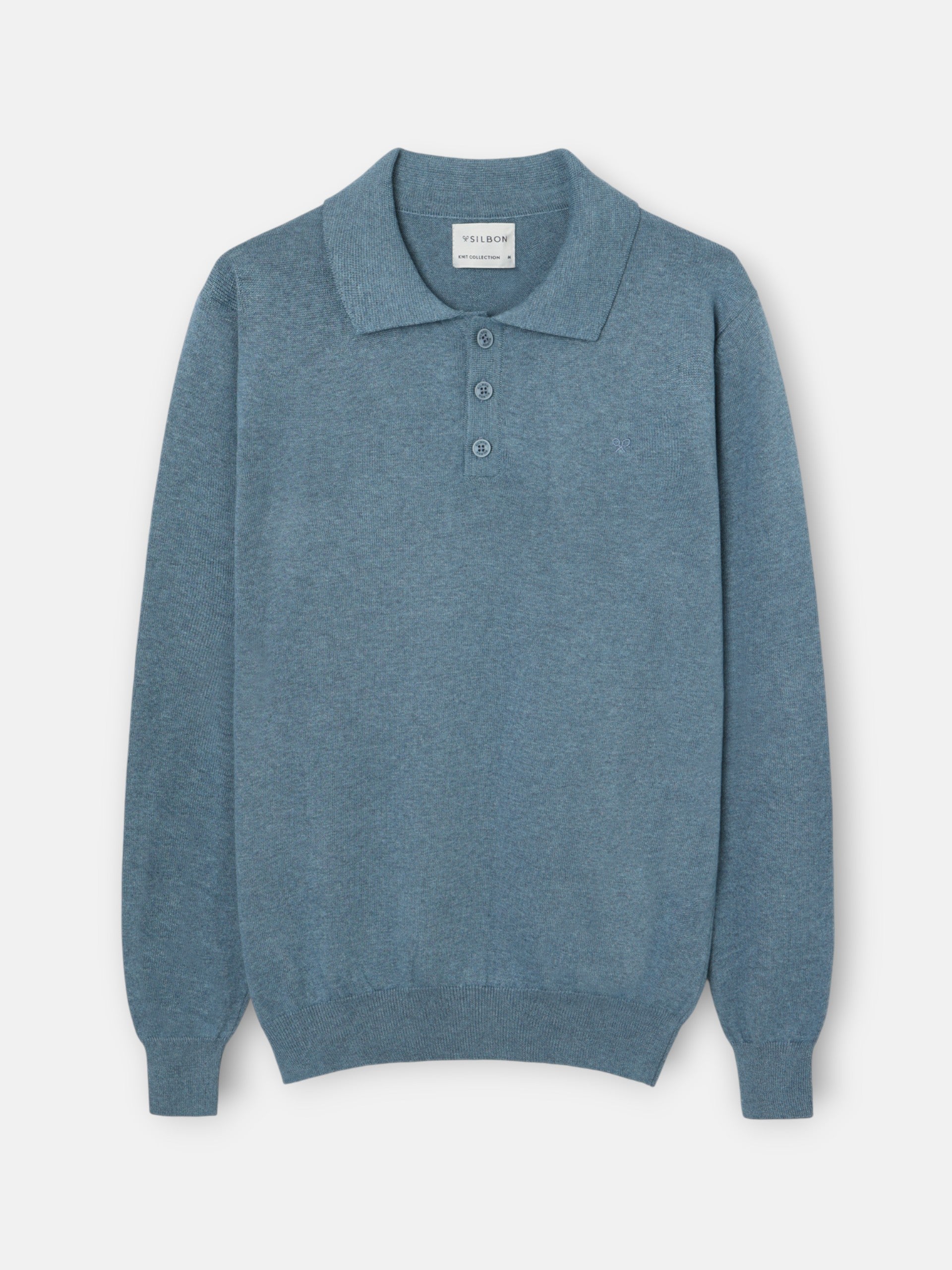 Camisola gola polo azul petróleo