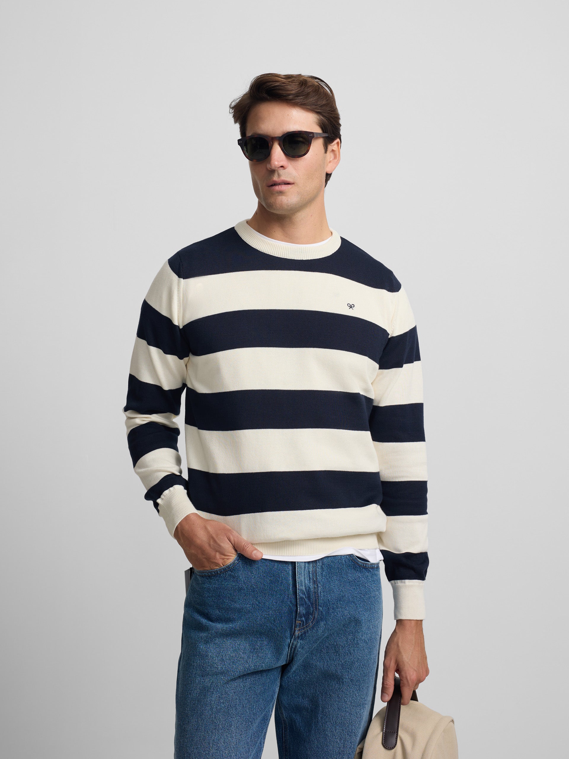 Camisola SB riscas azul-marinho creme