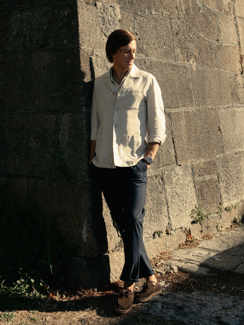 Pantalon chino sport à pinces bleu marine