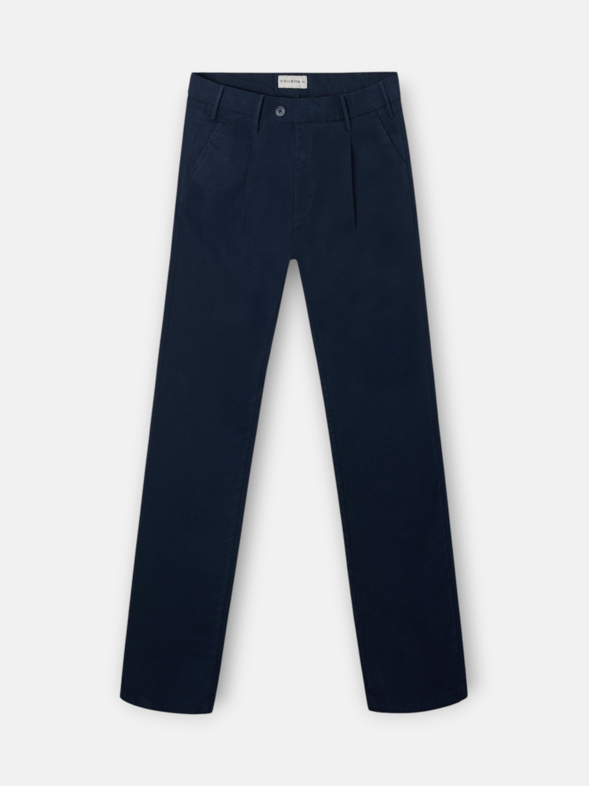 Pantalon chino sport à pinces bleu marine