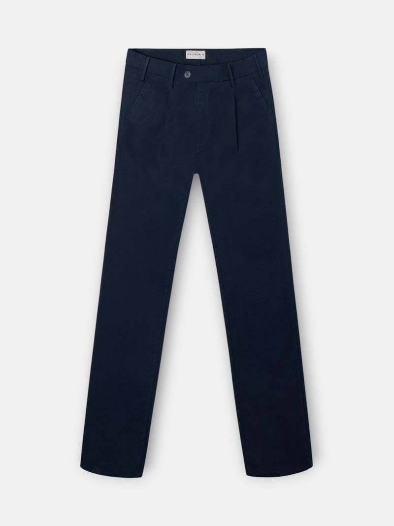 Pantalon chino sport à pinces bleu marine