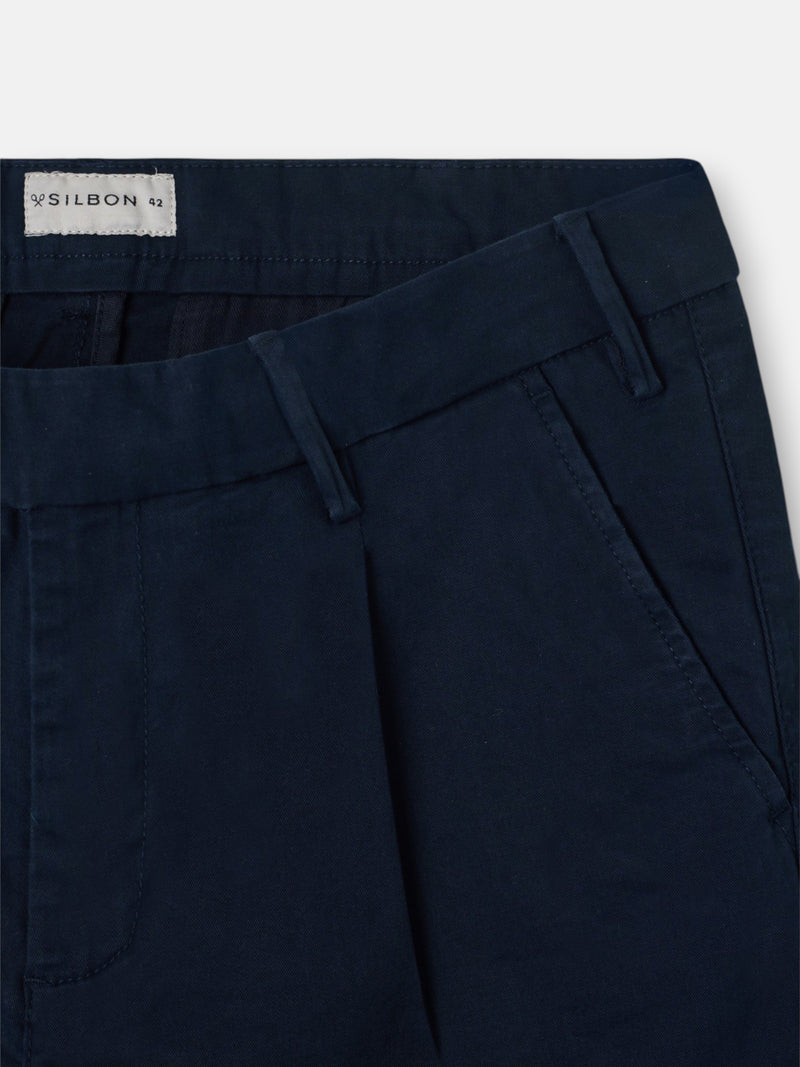 Pantalon chino sport à pinces bleu marine