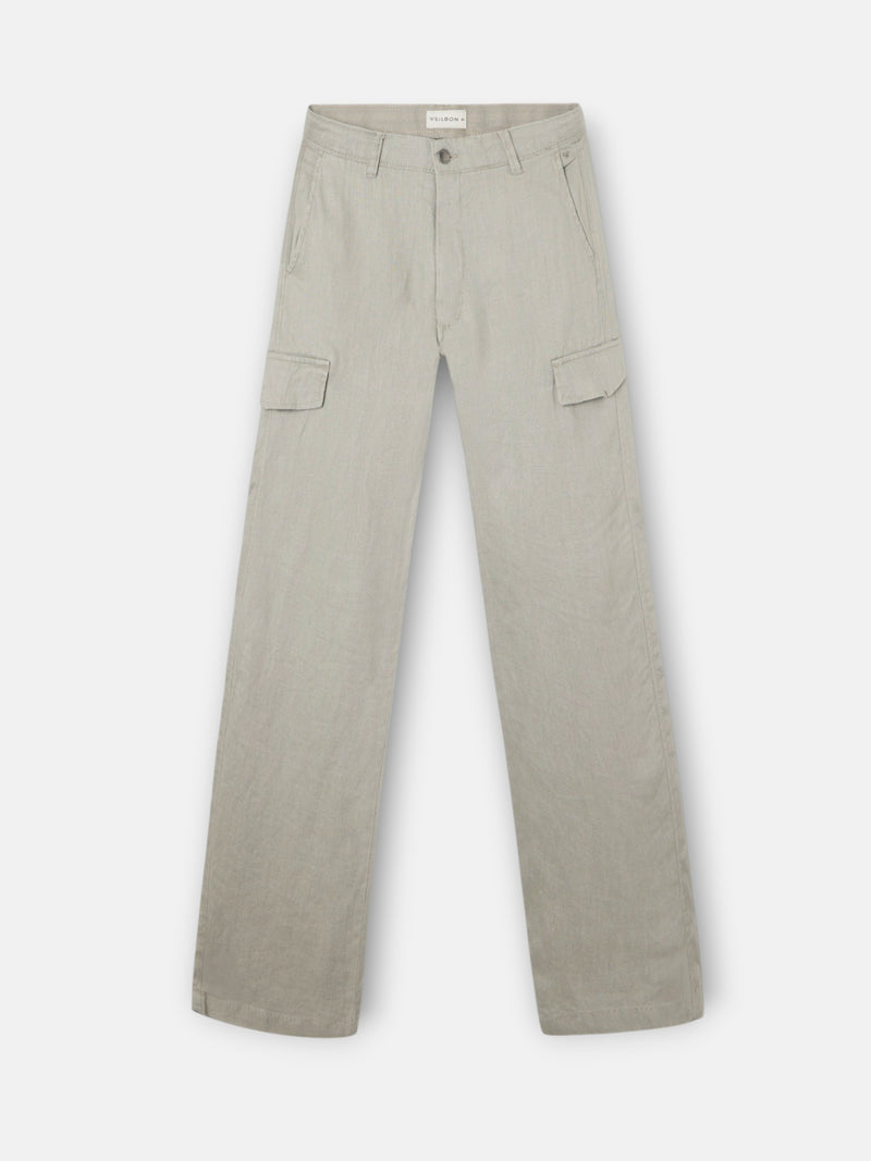 Pantalon cargo sport en lin vert moyen