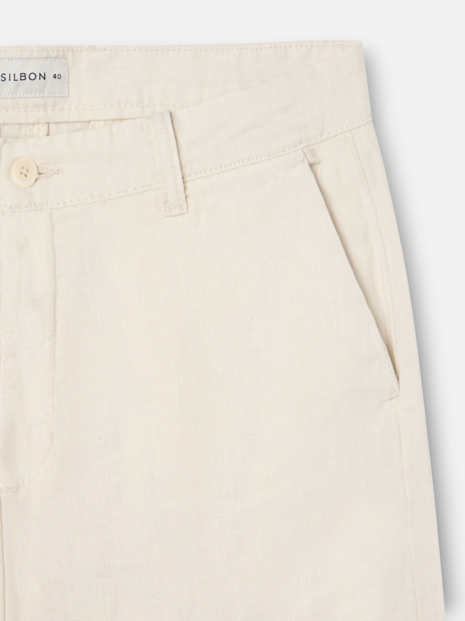 Beige linen chino sport pants