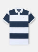 Polo à manches courtes à rayures larges bleu marine