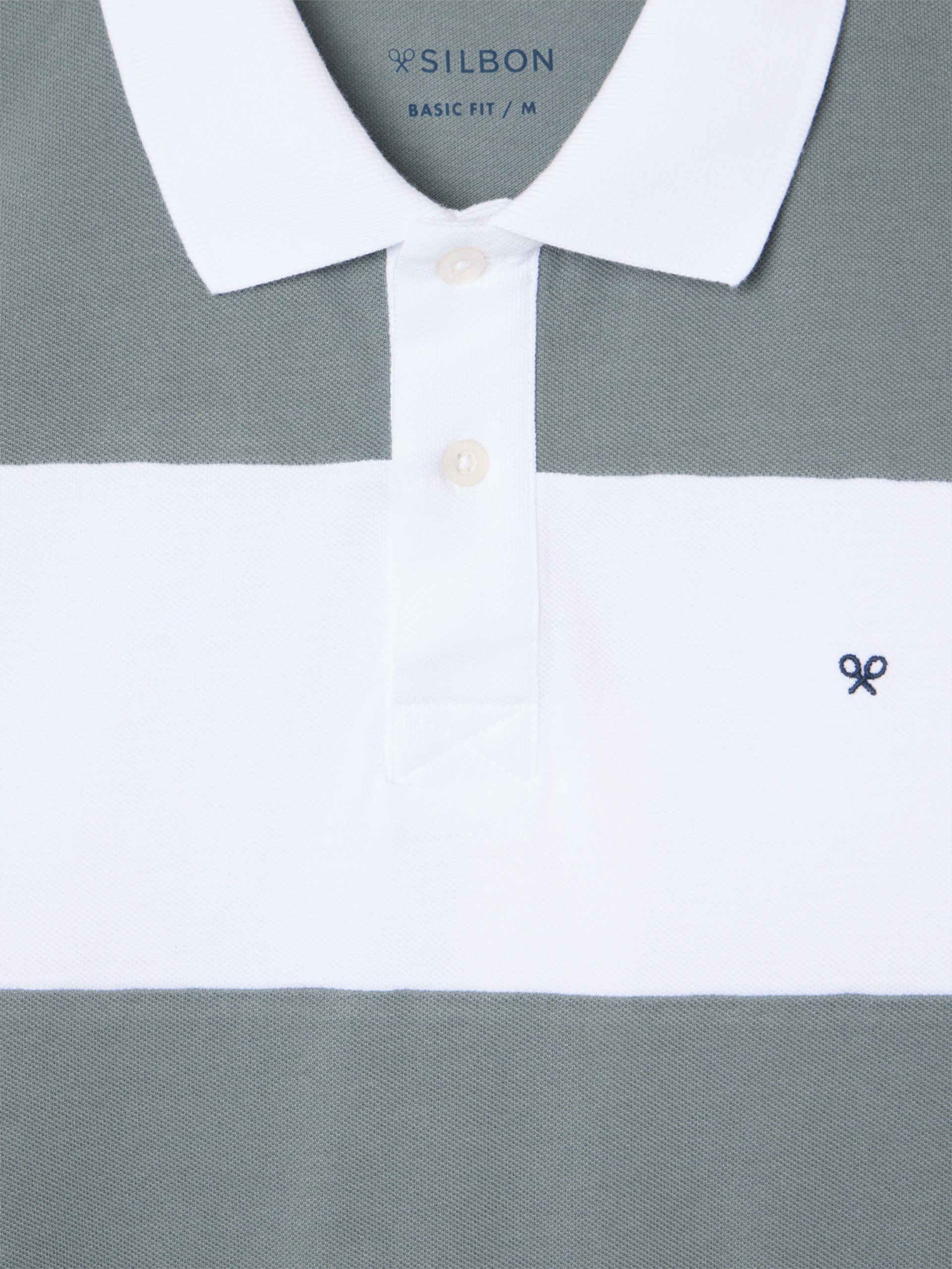 Polo manga corta rayas anchas azul petroleo