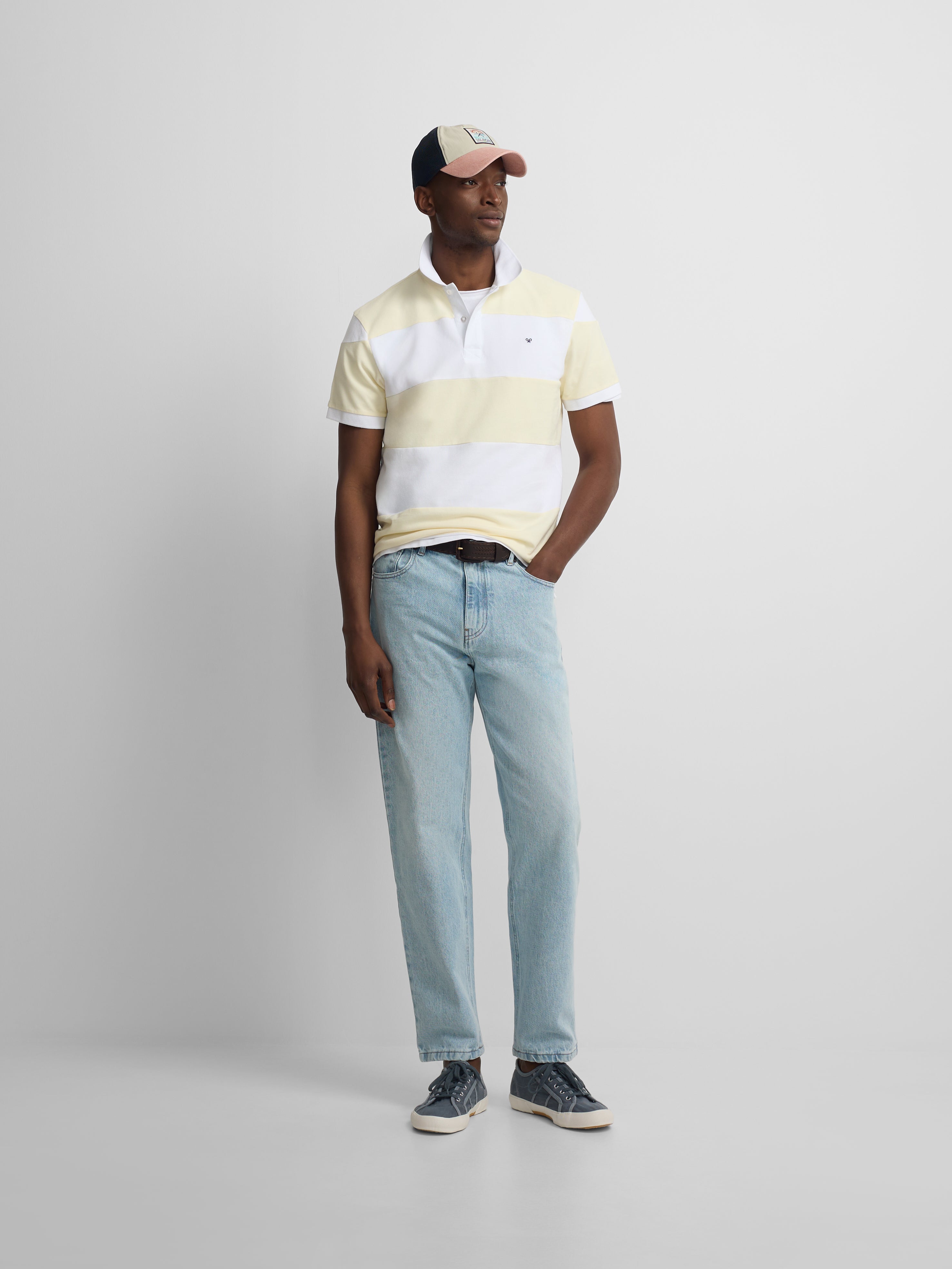 Polo manga corta rayas anchas amarillo