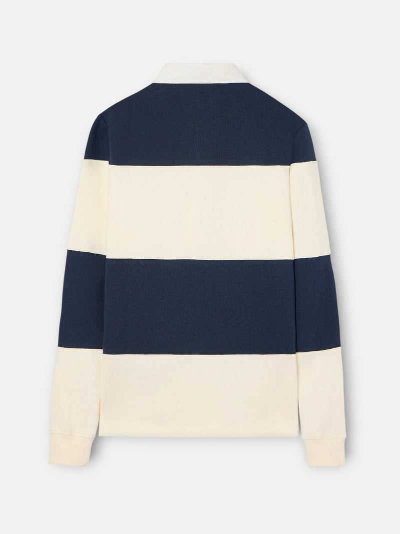 Navy blue wide stripe polo neck sweatshirt