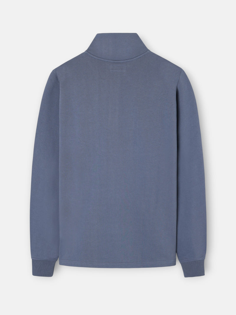 Sweatshirt meia fecho slow life azul índigo