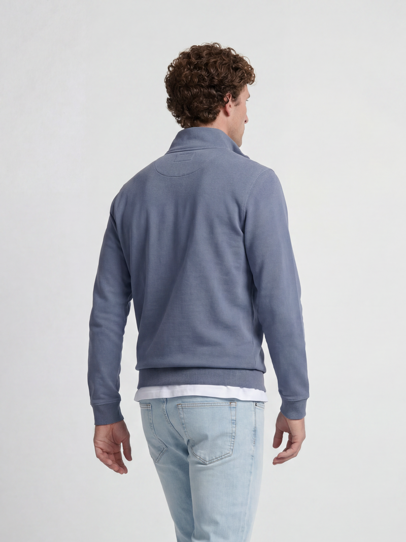 Sweatshirt meia fecho slow life azul índigo