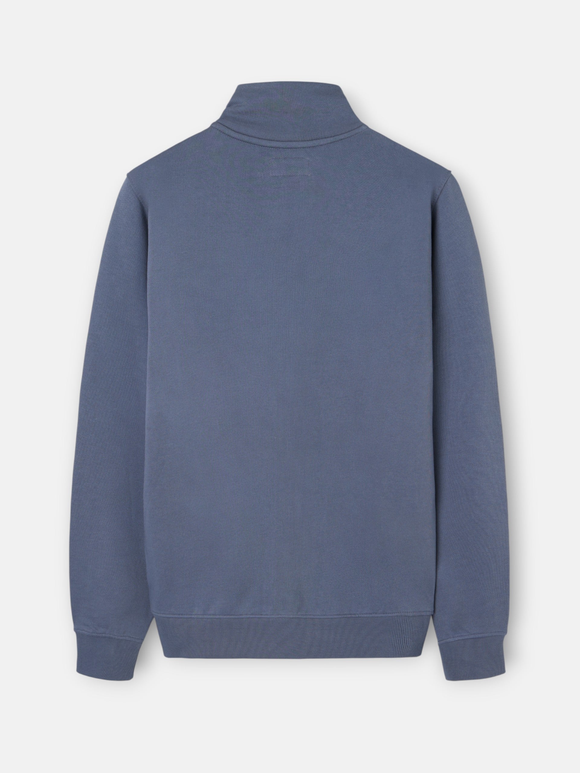 Indigo blue embroidered zip-up sweatshirt