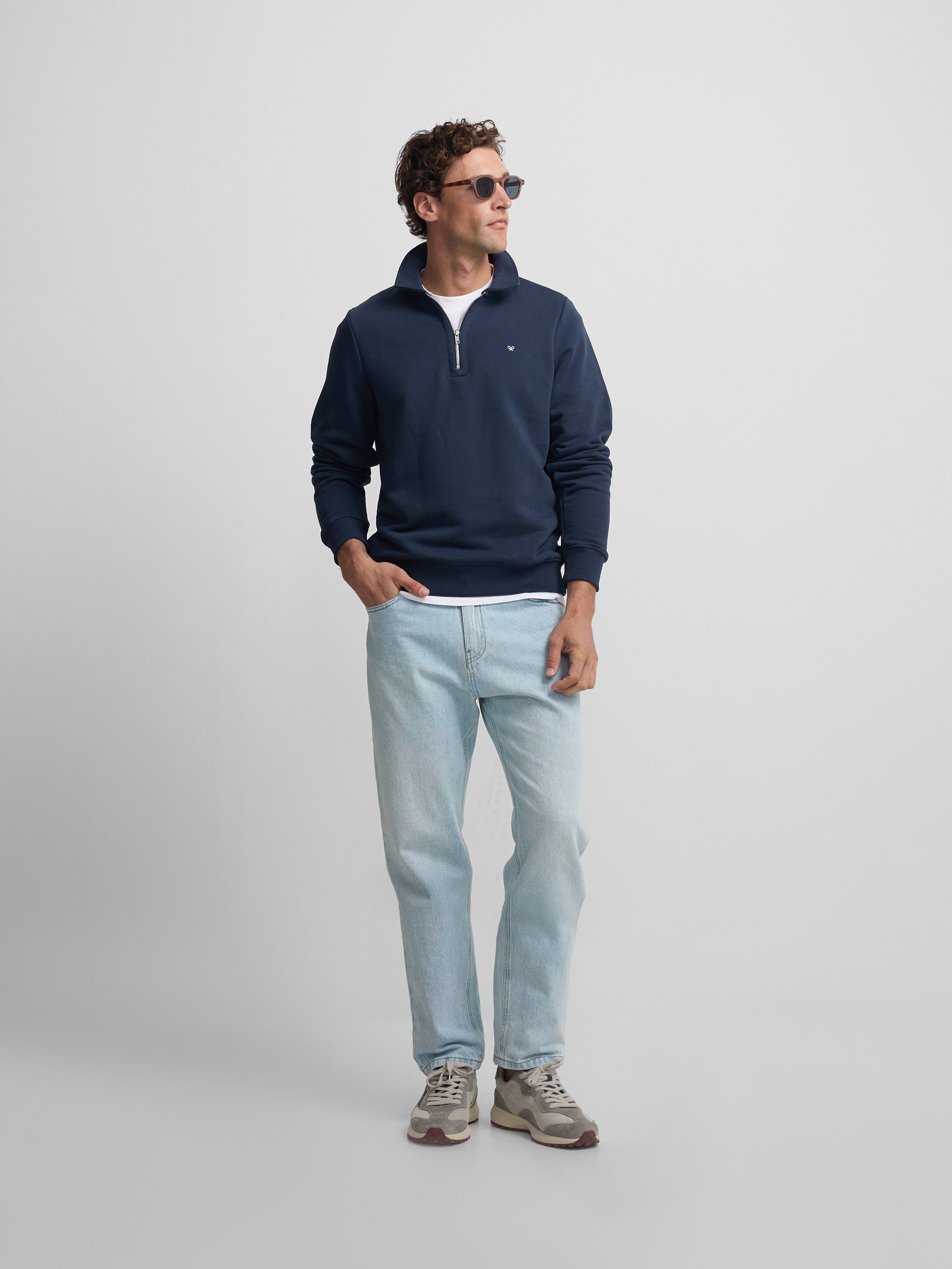 Navy blue mini logo half-zip sweatshirt