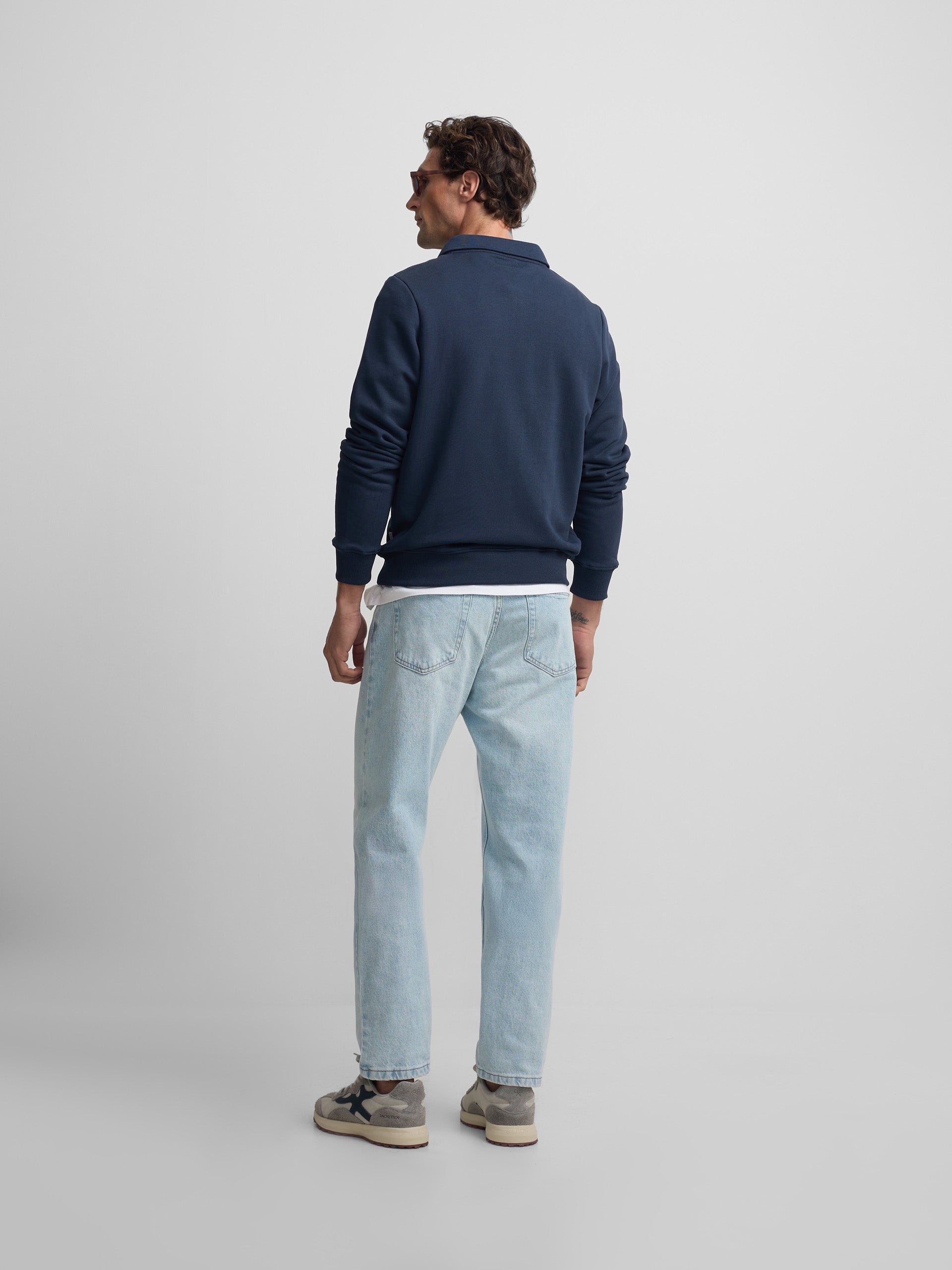 Navy blue mini logo half-zip sweatshirt