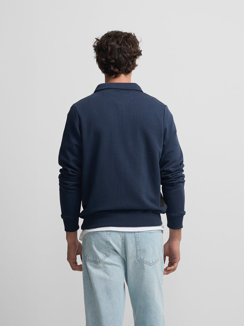Sudadera media cremallera minilogo azul marino