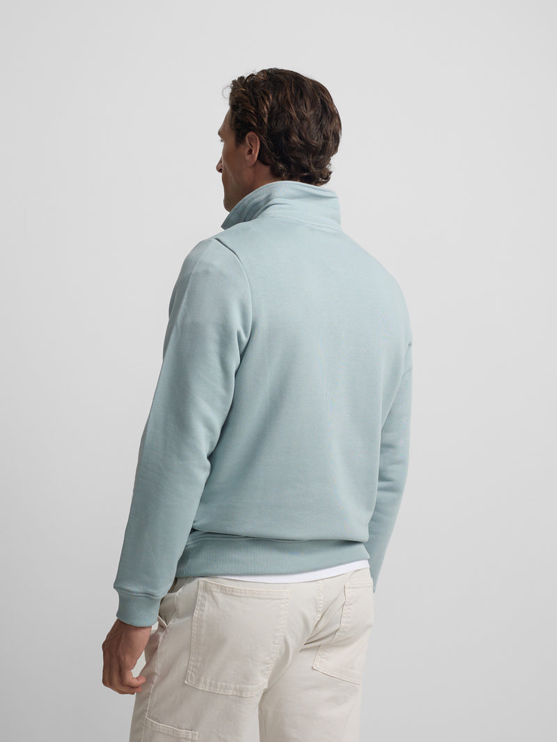Sudadera media cremallera minilogo aguamarina