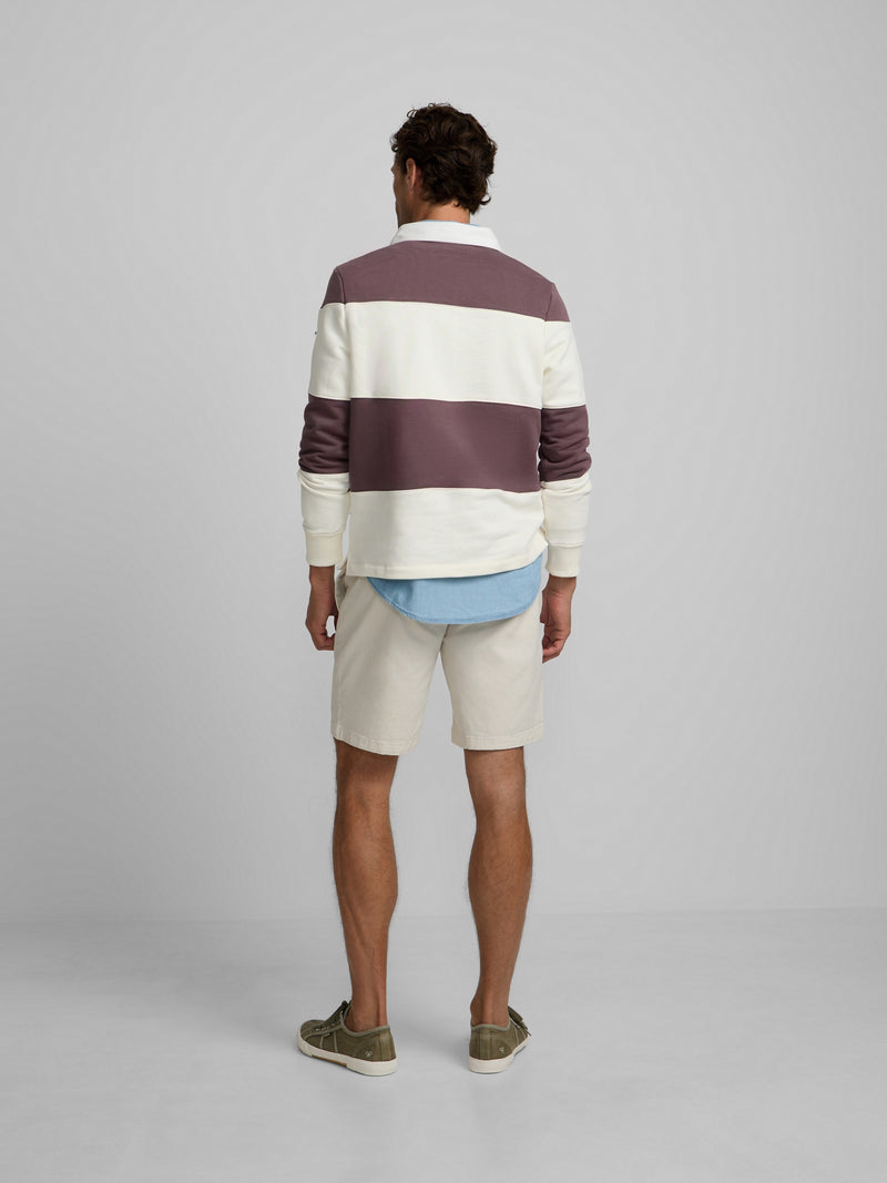 Burgundy wide stripe polo neck sweatshirt