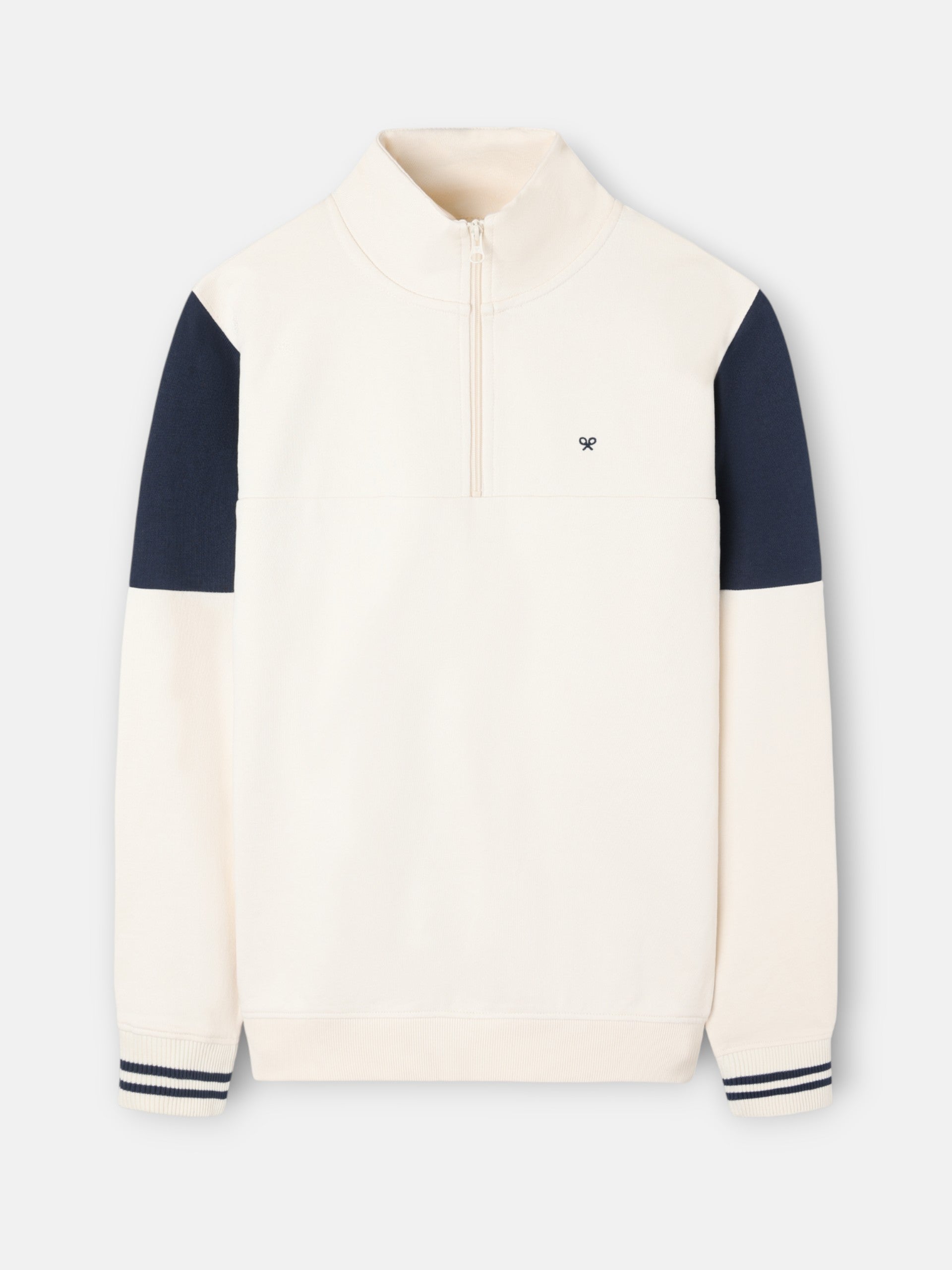 Sudadera media cremallera vintage crema