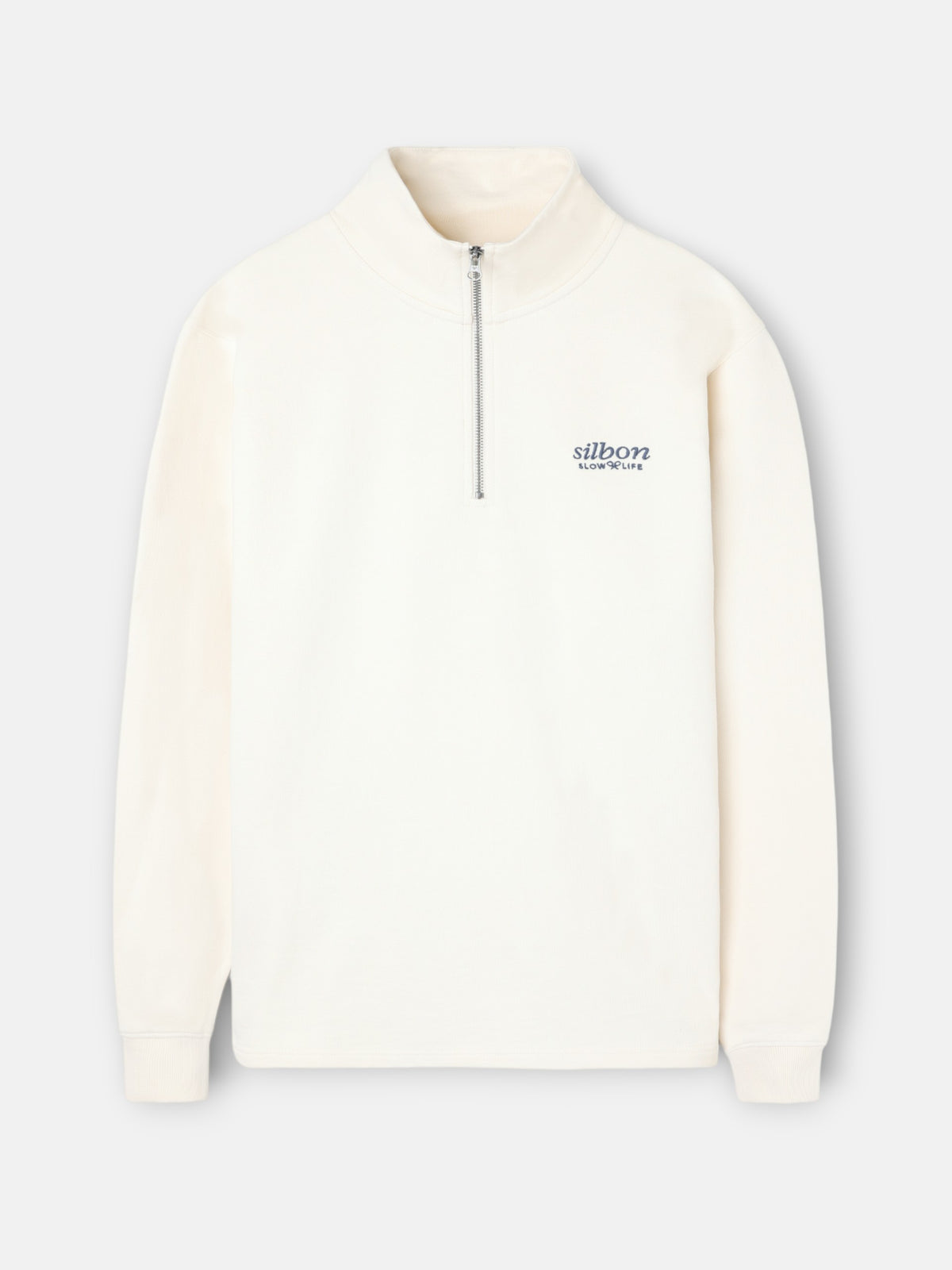 Sweat-shirt à demi-fermeture éclair slow life crème