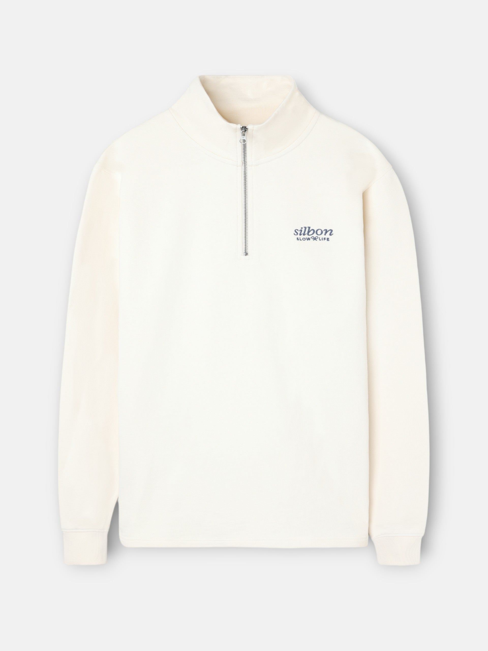 Sudadera media cremallera slow life crema