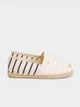 Navy blue and white striped espadrille