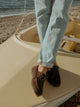 Brown suede cruise boat shoe