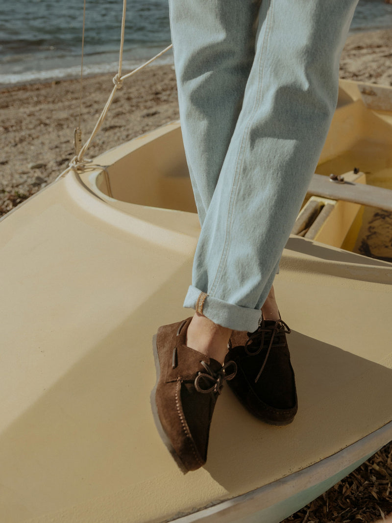 Chaussure bateau cruise en daim marron