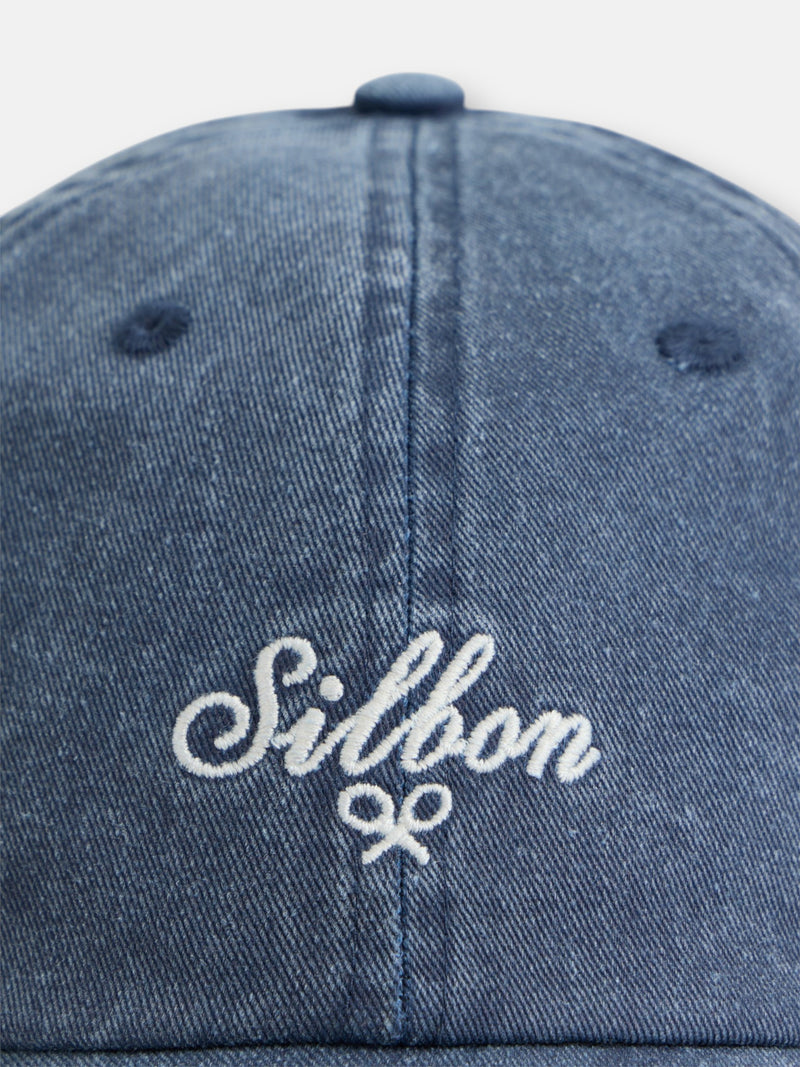 Silbon blue denim style cap
