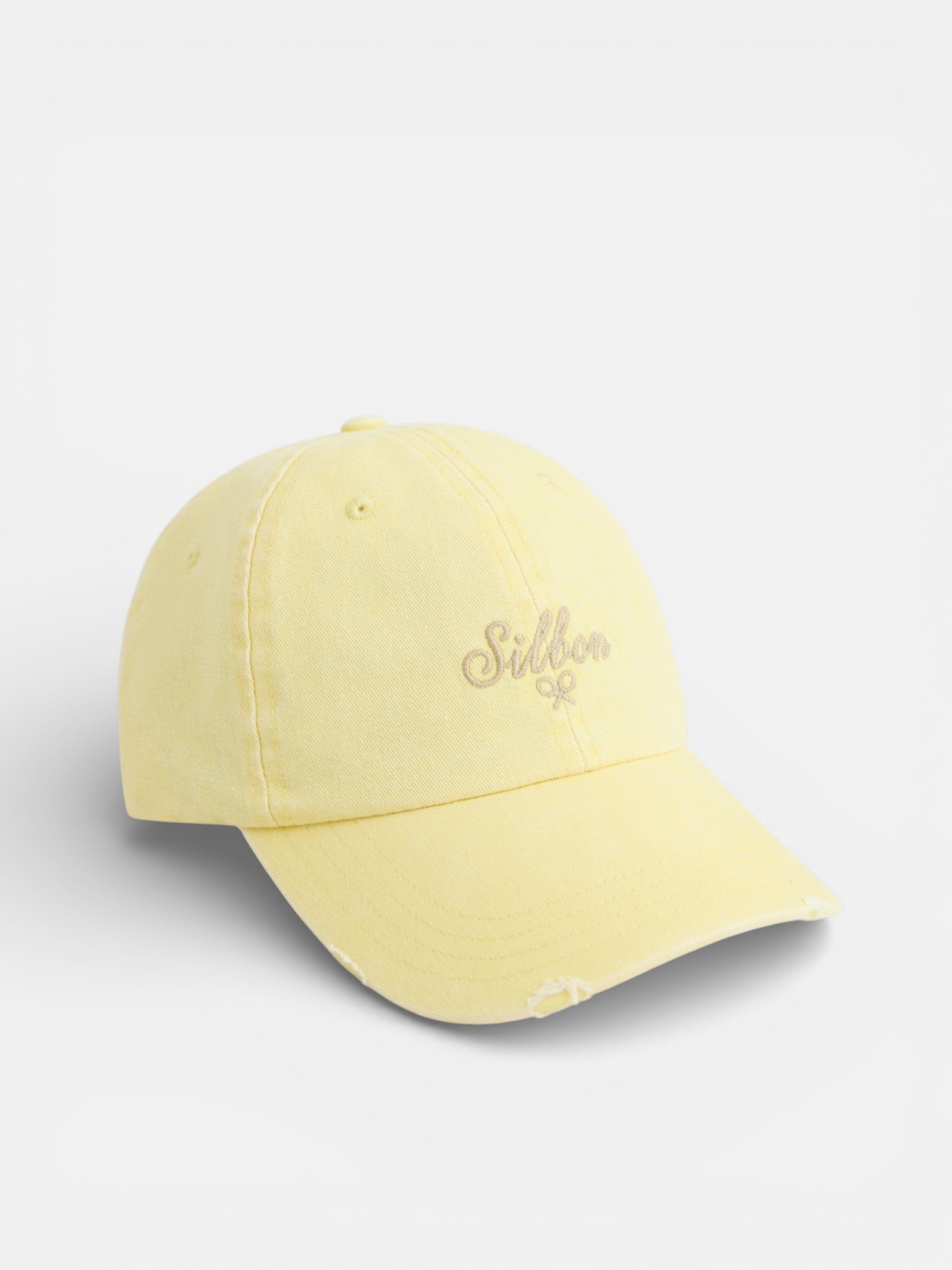 Silbon yellow denim style cap