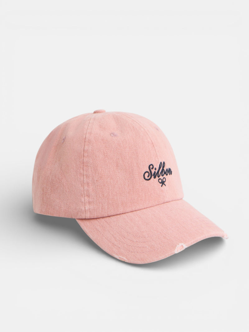 Boné Silbon estilo denim coral