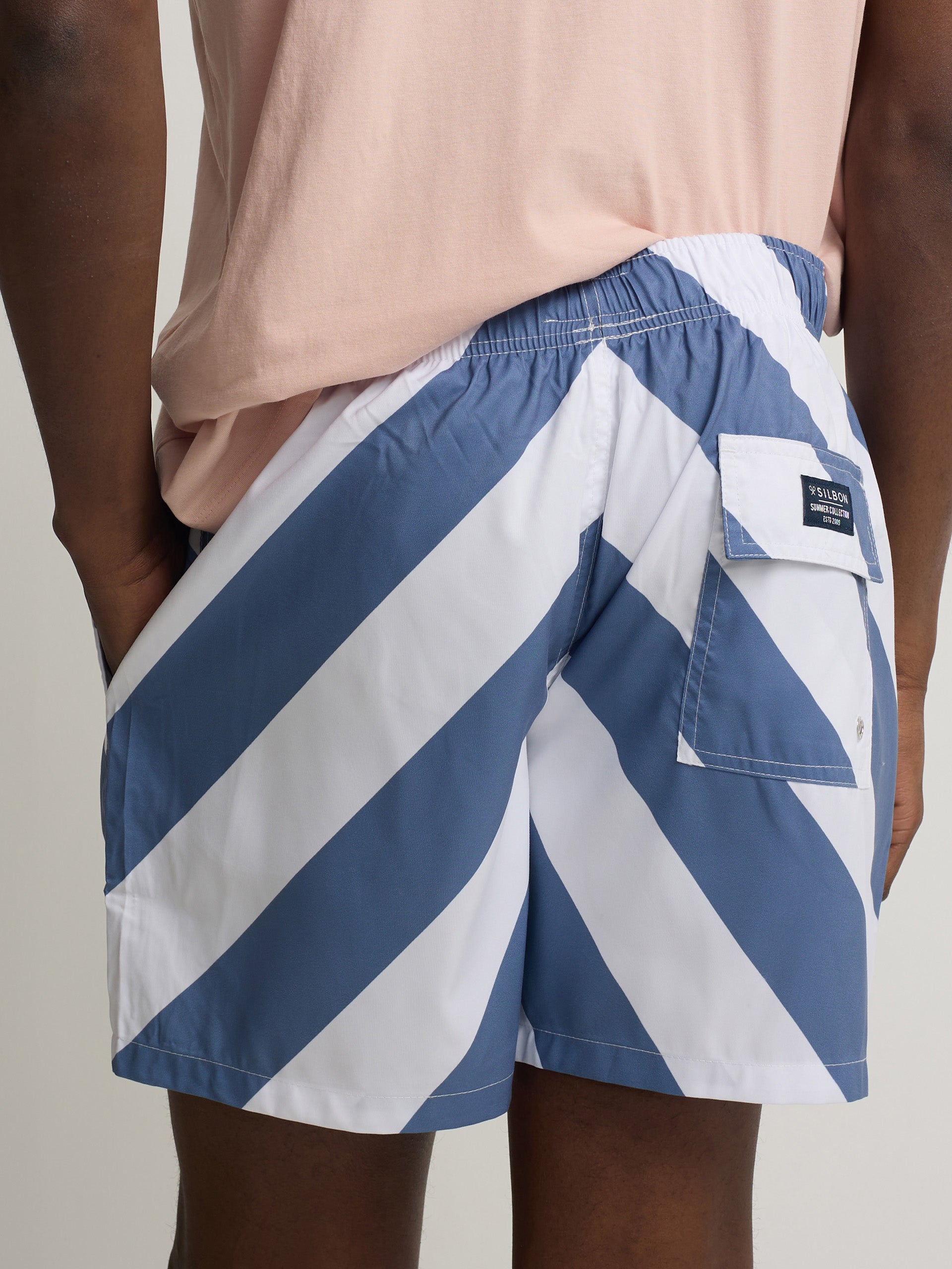 Blue striped swimsuit
