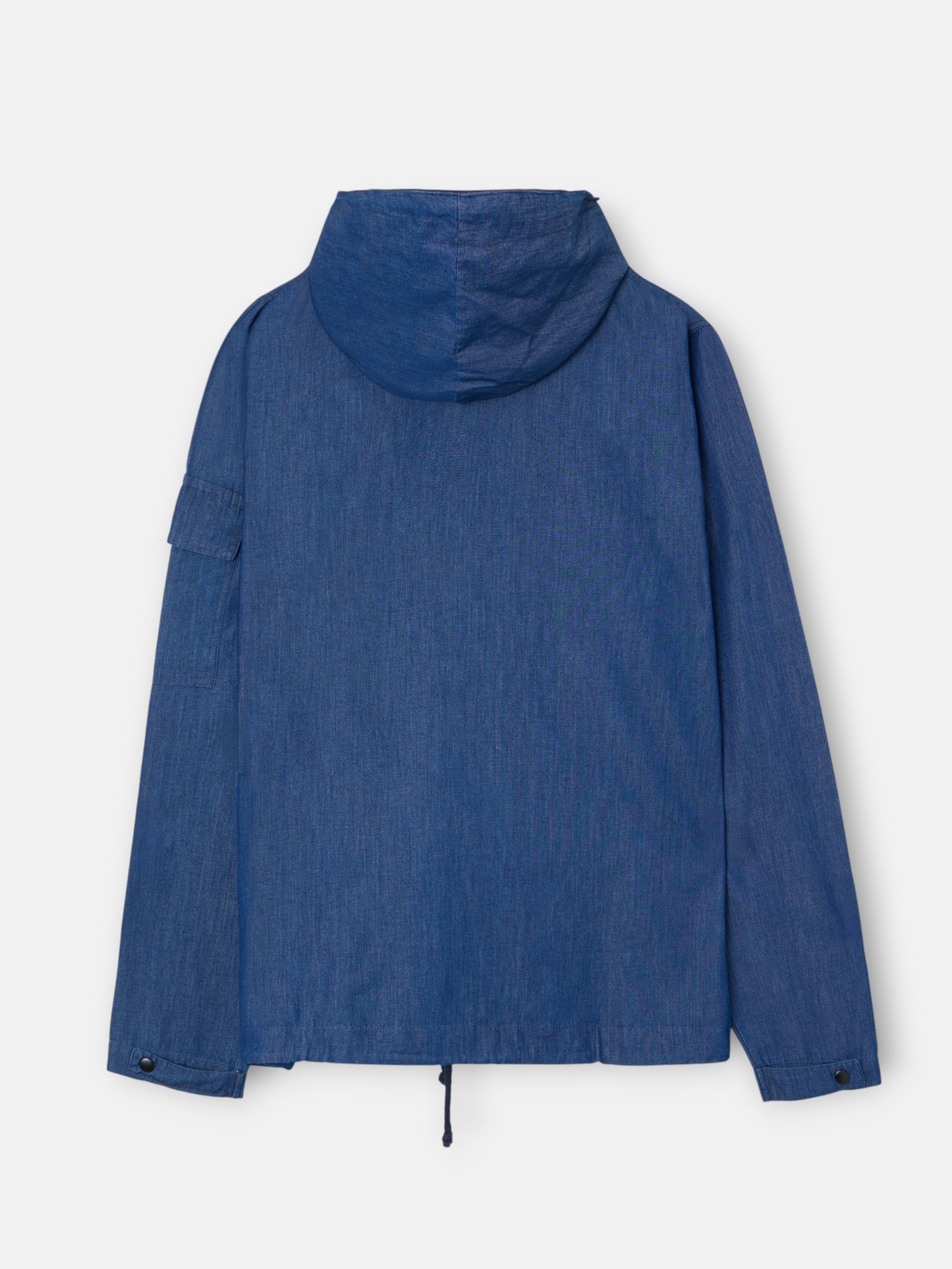 Blue hooded denim windbreaker